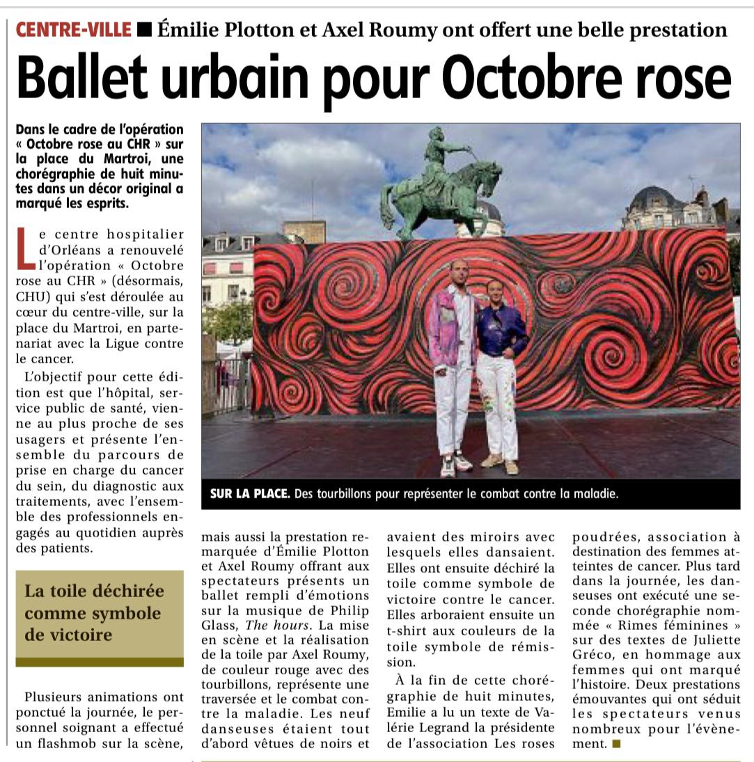 Article de presse Axel Roumy Emilie plotton ballet urbain octobre rose 2023 CHU orleans